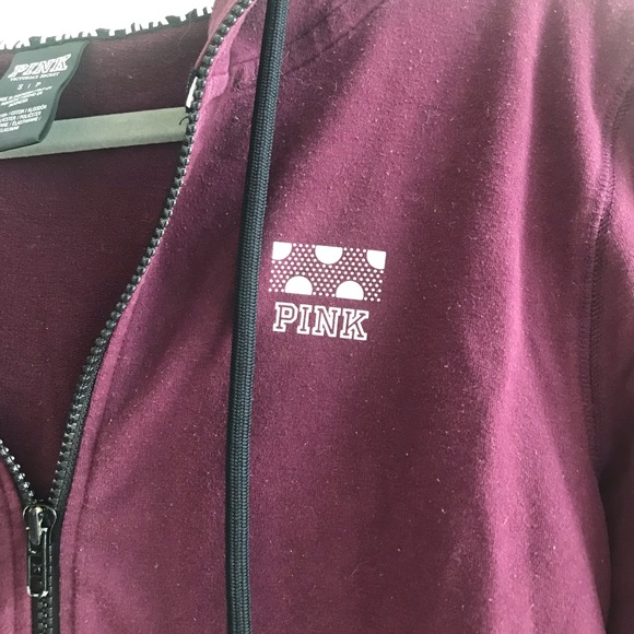 PINK Victoria’s Secret full zip drawstring hoodie with thumb holes - Picture 2 of 5